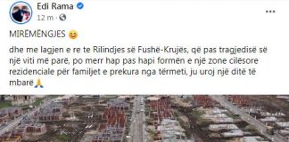 ‘Po merr formën si një zonë cilësore rezidenciale’- Rama publikon pamjet e lagjes së re në Fushë-Krujë