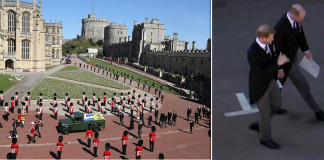 Princ William e Harry riafrohen/ I flasin njëri-tjetrit në funeralin e gjyshit, gjatë ecjes në faltoren e mortit