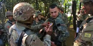 Momenti kur ushtarakët shqiptarë dhe ata amerikanë ndërrojnë spaletat gjatë stërvitjes (VIDEO)