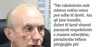 Mesazhi për vaksinimin ndaj COVID19, akademiku Luan Omari: Kush nuk vaksinohet bëhet përgjegjës për shëndetin e komunitetit në të cilin bën pjesë
