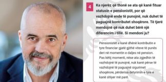 Këshillimi Kombëtar/ Rama publikon pyetjen 4 për qytetarët: A duhet të paguajnë kontribute shoqërore pensionistët që ende punojnë?
