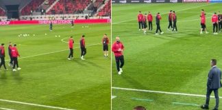 Atmosferë e vakët në ‘Duboçica’, futbollistët e Kombëtares prekin fushën e stadiumit