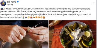 BBC artikull për kulinarinë shqiptare, Rama: Recetat tradicionale të gjysheve, pikë e fortë e sipërmarrjeve të reja të agroturizmit