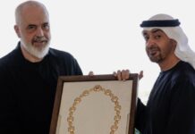 Kryeministri Edi Rama nderohet nga Presidenti i Emirateve të Bashkuara Arabe