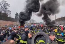 VIDEOLAJM/ Zjarrfikësit francezë në revoltë, protestë masive për paga dhe kushte më të mira pune