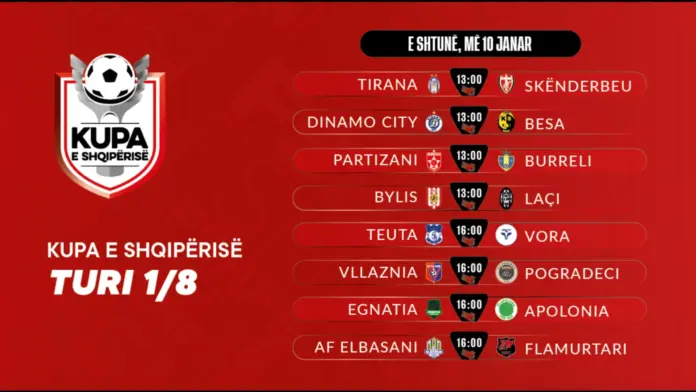Pas pushimeve  futbolli shqiptar rikthehet në fushë  viti 2026 nis me 1 8 e finaleve të Kupës së Shqipërisë