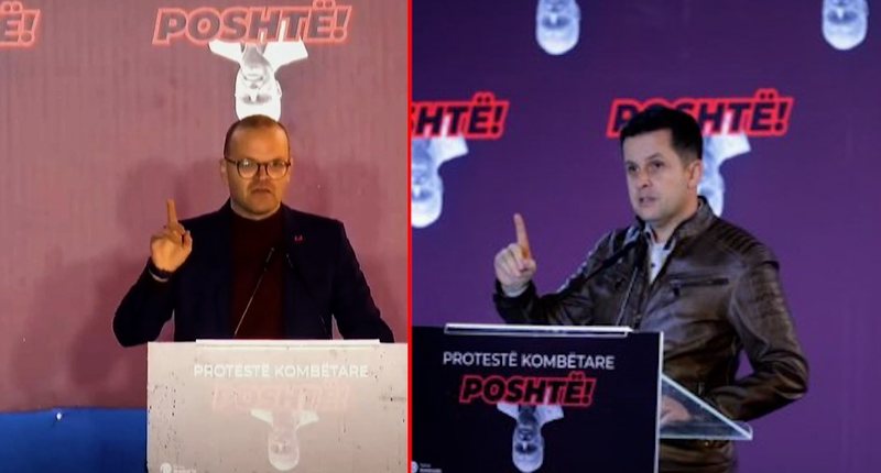  Duhet të largohet Rilindja    Protesta e PD së  Çfarë thanë në fjalën e tyre Ilir Alimehmeti dhe Aulon Kalaja 