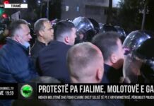 Flamur Noka përplaset me policinë, thyen kordonin e sigurisë pranë Piramidës, hidhen molotovë