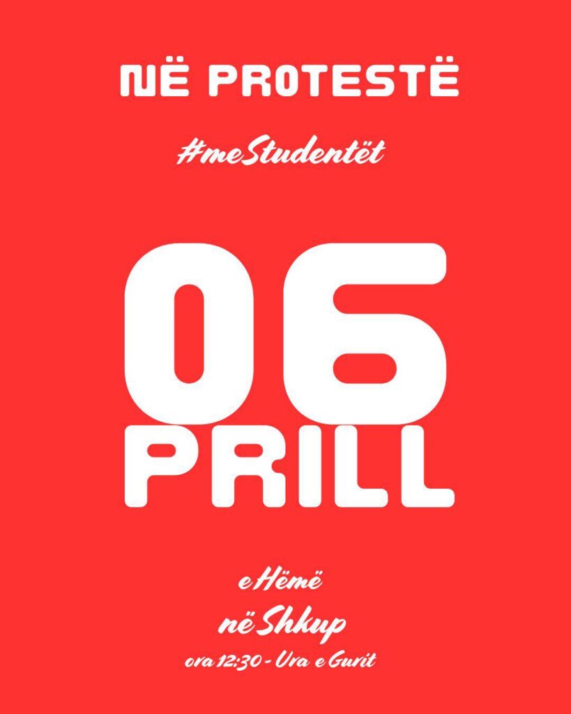 Kastriotët mbështesin protestën e studentëve shqiptarë më 6 prill në Shkup