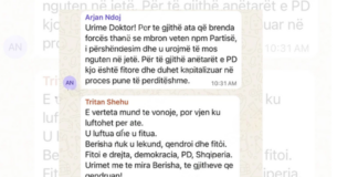 SMS-të në WhatsApp e grupit të PD për “heqjen” e non grata-s së Berishës, Arjan Ndoji thumbon Bardhin e Gjekmarkajn: I urojmë të mos nguten në jetë
