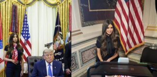 Kush është gruaja që u bë virale pasi u shfaq pas Trumpit?