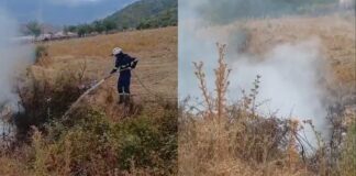 Zjarri përfshin shkurret pranë Taroninës në Gjirokastër, ndërhyrja e shpejtë e zjarrfikësve parandalon përhapjen