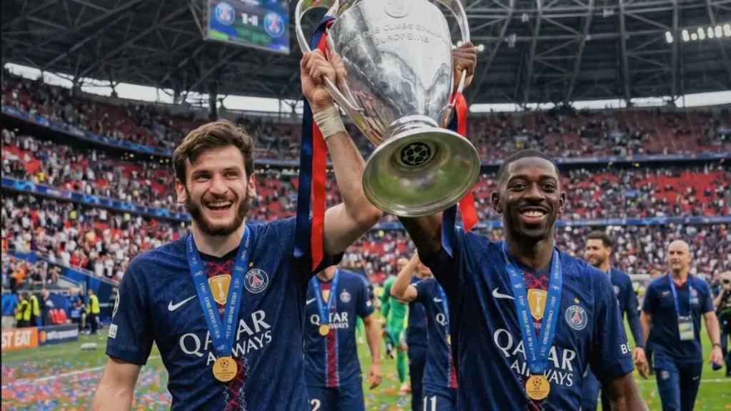 PSG zgjedh dyshen për  Topin e Artë   Dembélé dhe Kvaratskhelia në qendër të fushatës