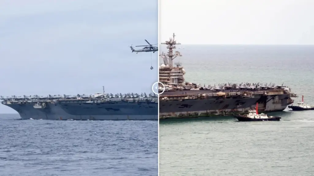 Aeroplanmbajtësja amerikane Abraham Lincoln mbërrin në Tajlandë e mbuluar nga ndryshku  Eksperti  Duhen 30 ditë për ta pastruar