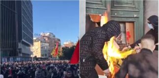 Protesta zhvendoset drejt bulevardit, protestuesit djegin derën e Ministrisë së Ekonomisë